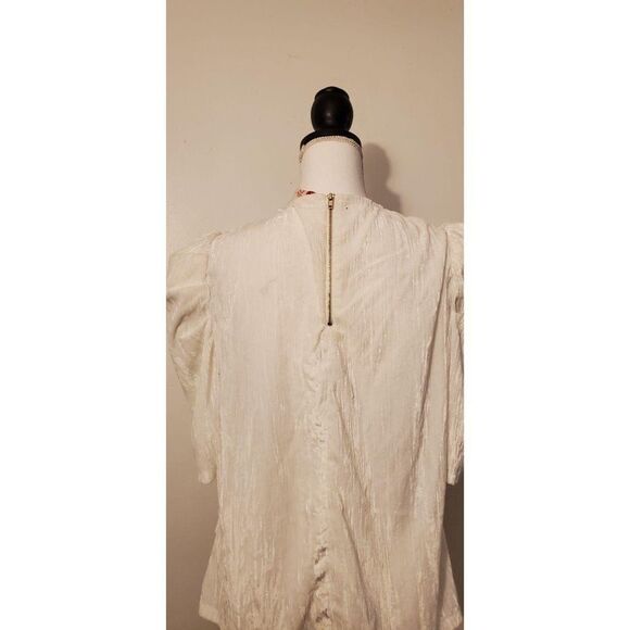 Leyden Short Puff Sleeve Blouse  L Ivory - Picture 6 of 9